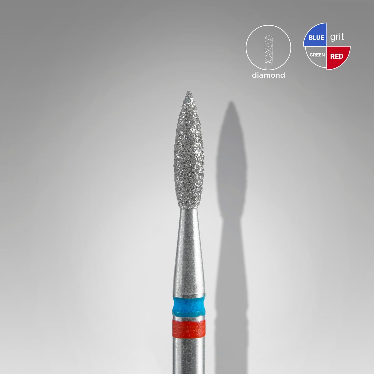 STALEKS Diamond nail drill bit DUO flame red-blue EXPERT head diameter 2,1 mm / working part 8 mm (FA11RB021/8)