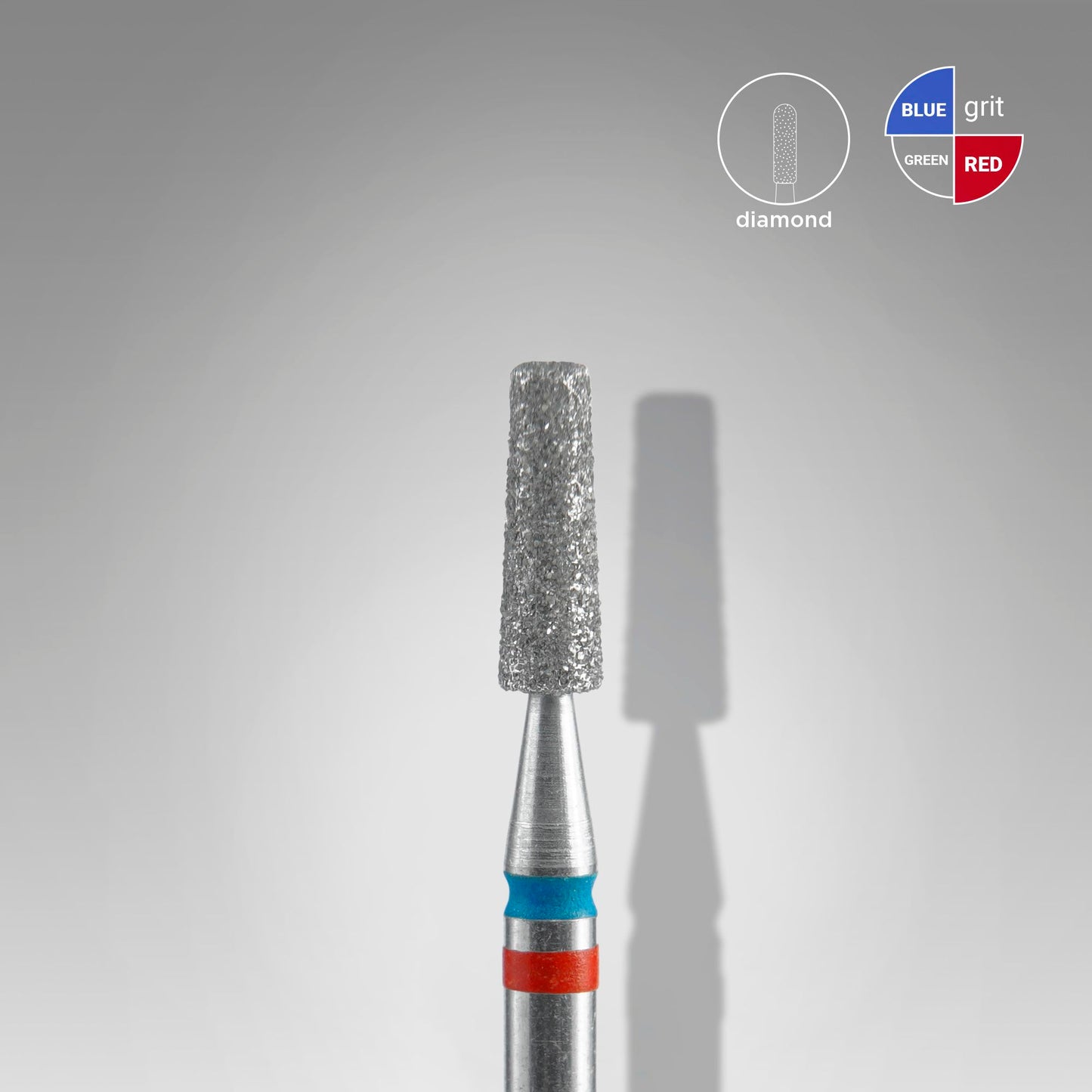 STALEKS Diamond nail drill bit DUO cone red-blue EXPERT head diameter 2,5 mm / working part 8 mm (FA70RB025/8)