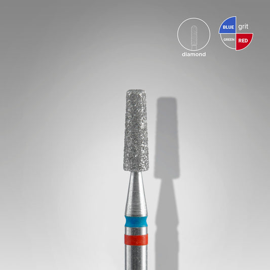 STALEKS Diamond nail drill bit DUO cone red-blue EXPERT head diameter 2,5 mm / working part 8 mm (FA70RB025/8)