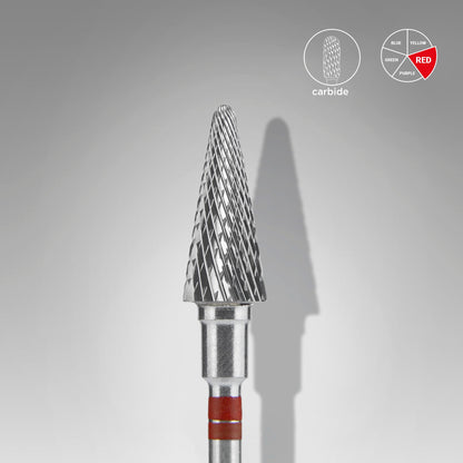STALEKS Carbide nail drill bit for left-handed users cone blue EXPERT head diameter 6 mm / working part 14 mm