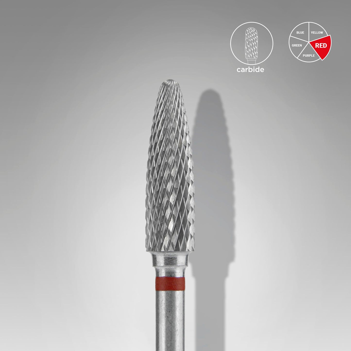 STALEKS Carbide nail drill bit corn red EXPERT head diameter 4 mm / working part 14 mm (FT90R040/14)