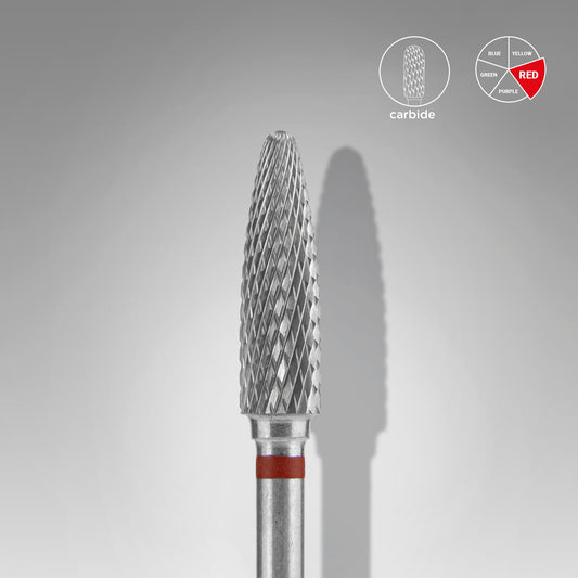 STALEKS Carbide nail drill bit corn red EXPERT head diameter 4 mm / working part 14 mm (FT90R040/14)