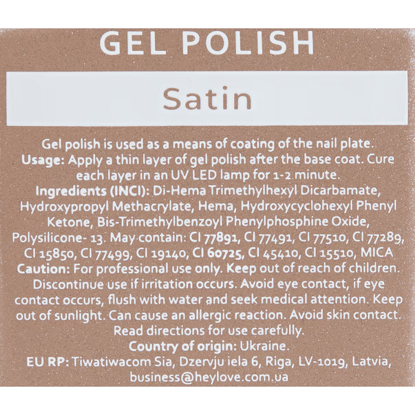HEYLOVE Gel Polish Satin, 15ml (TPO Free)