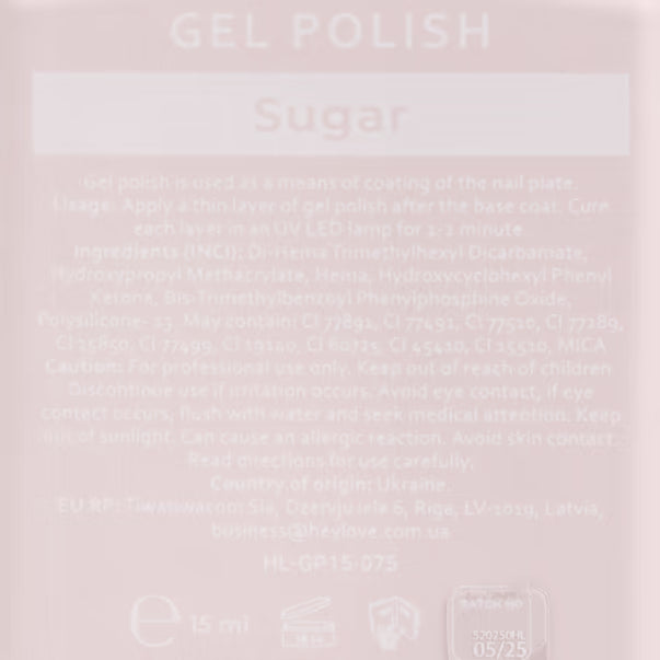 HEYLOVE Gel Polish Sugar, 15ml (TPO Free)