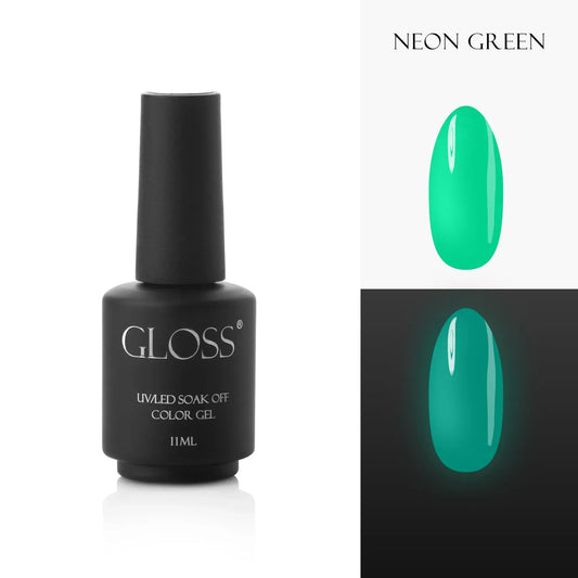 GLOSS fluorescent gel polish Neon Green Elf, 11 ml (neon green)