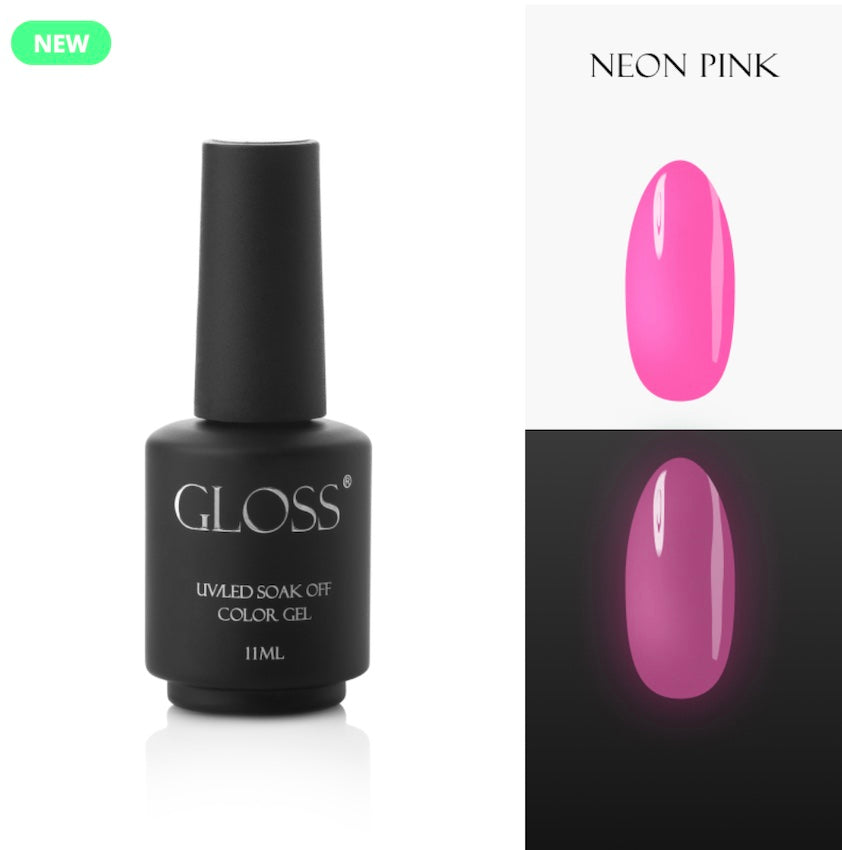 GLOSS fluorescent gel polish Neon Pink Elf, 11 ml