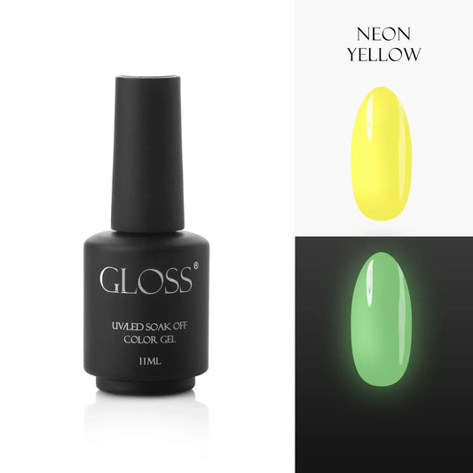 GLOSS fluorescent gel polish Neon Yellow Elf, 11 ml (neon yellow)