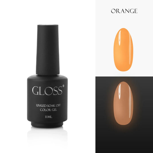 GLOSS fluorescent gel polish Orange Elf, 11 ml (orange)