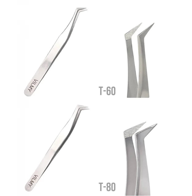 Eyelash extension tweezers VILMY / boot (tilt angle 50°) / S-50