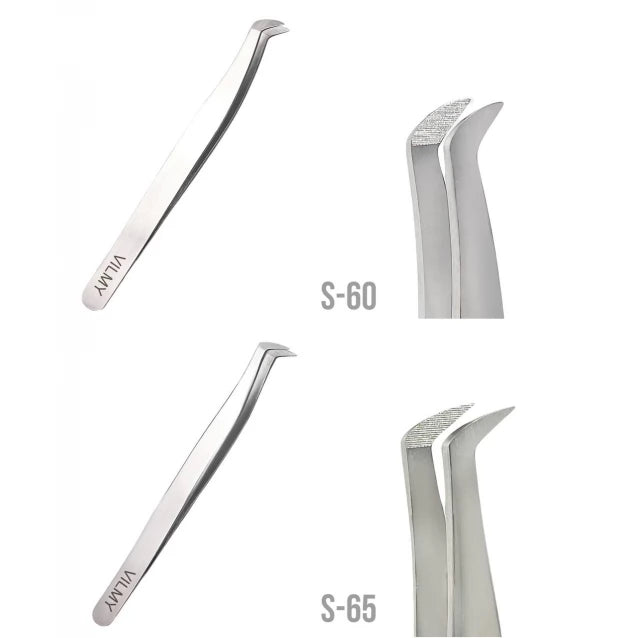Tweezers for eyelash extensions VILMY / mini L (angle 45°) / L-45/2