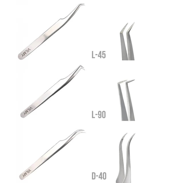 Tweezers for eyelash extensions VILMY / mini L (angle 45°) / L-45/2