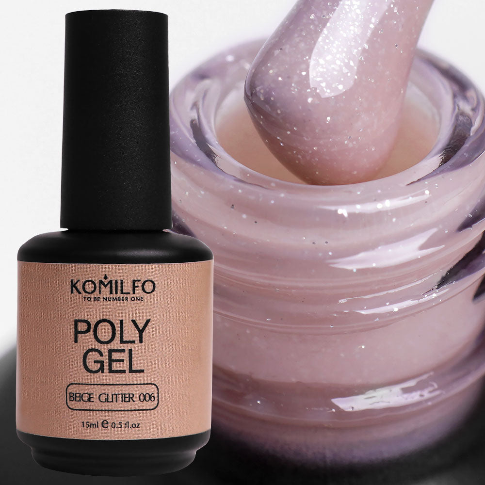 Komilfo PolyGel 006 Beige Glitter, 15 ml (with shimmer)