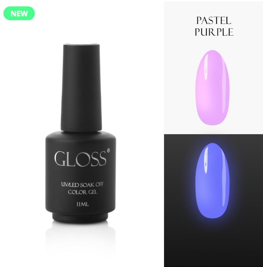GLOSS fluorescent gel polish Pastel Purple Elf, 11 ml
