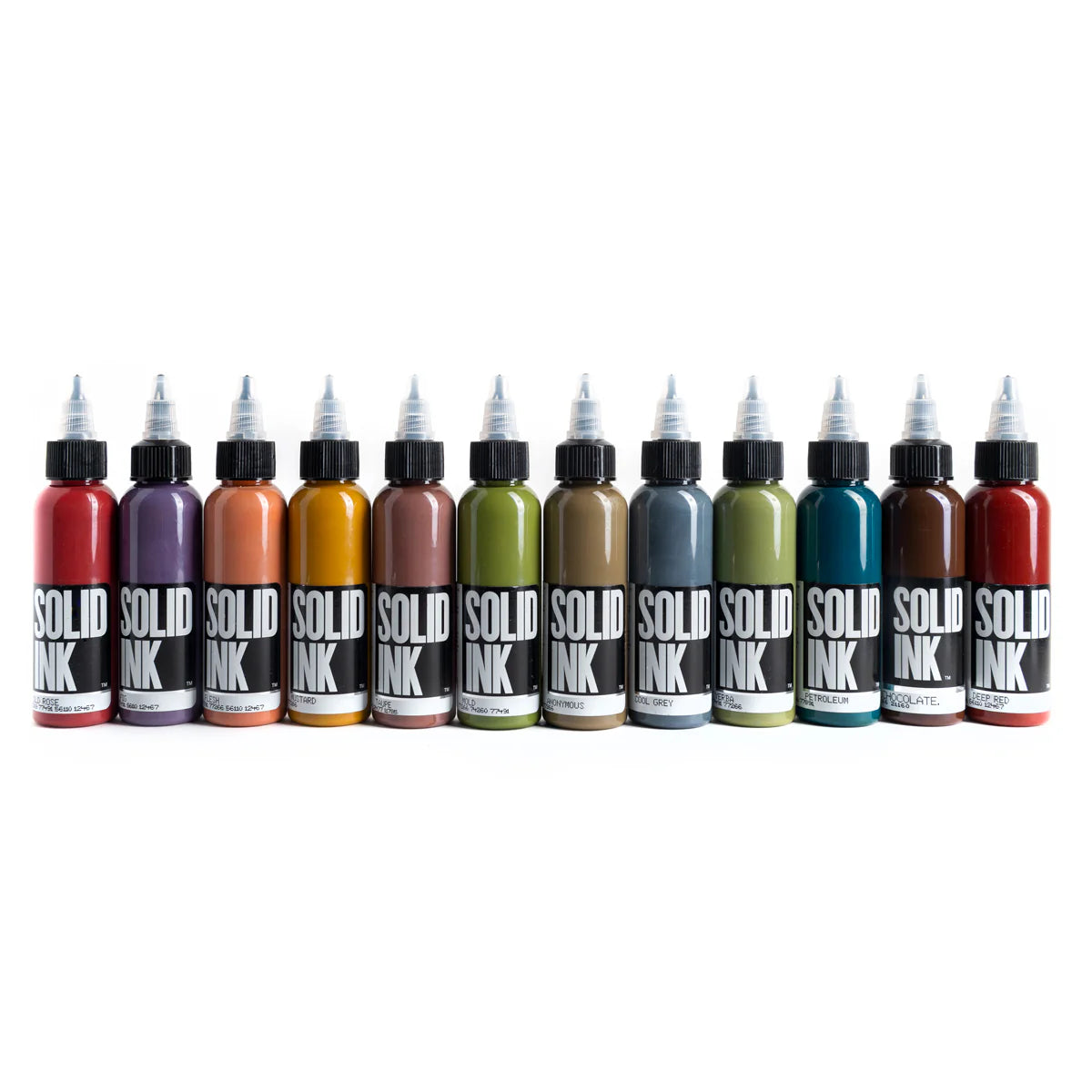 Solid Ink Opaque Earth Set Tattoo Ink (12 colors), 1oz