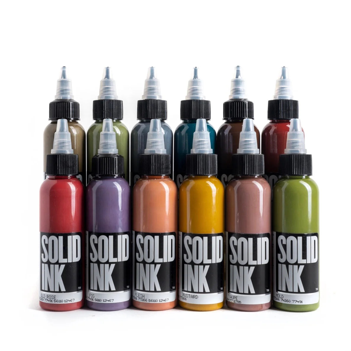 Solid Ink Opaque Earth Set Tattoo Ink (12 colors), 1oz