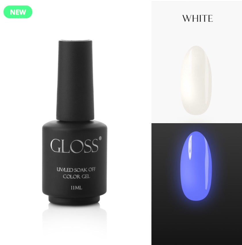 GLOSS fluorescent gel polish White Elf, 11 ml
