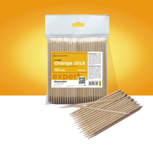 STALEKS PRO Orange stick for manicure, wooden (100 pcs)