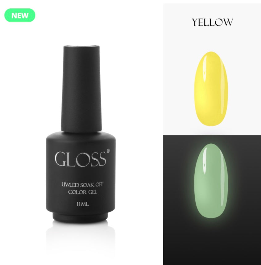 GLOSS fluorescent gel polish Yellow Elf, 11 ml