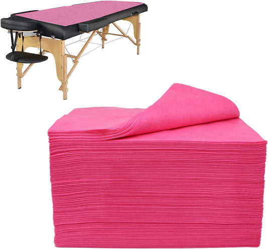 Rngwaper 80Pcs Massage Table Sheets, Breathable Disposable Bed Covers, Disposable Bed Sheets for Massage Table, Soft Spa Bed Cover for Beauty Salon, Tattoo, Waxing, Non Woven Fabric, 31"X 71"(80pc,pink)