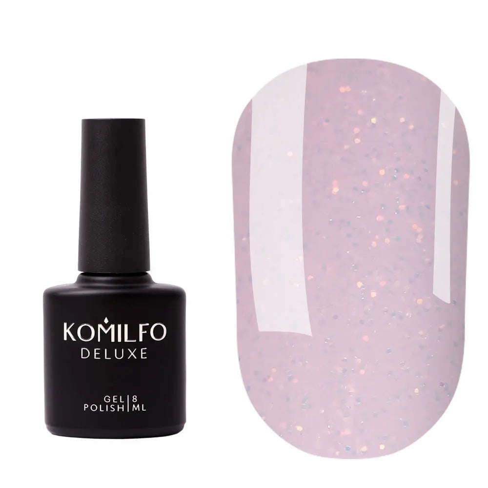 Komilfo 104 Moon Crush Base (Pale  Pink, Gold Sequins, Translucent), 8ml